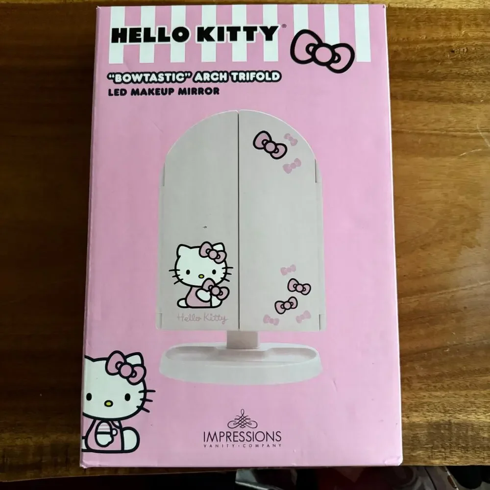 NIB Hello Kitty X Impressions Arch Trifold Bowtastic LED Mirror